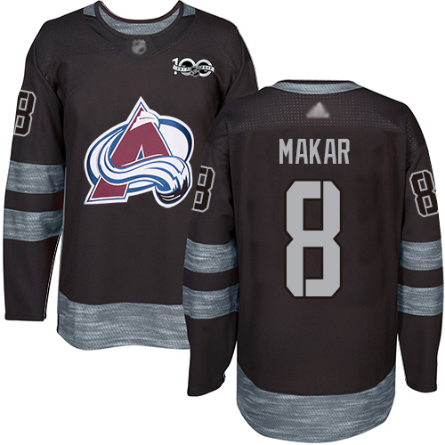 Adidas Colorado Avalanche Men #8 Cale Makar Black 1917-2017 100th Anniversary Stitched NHL Jersey